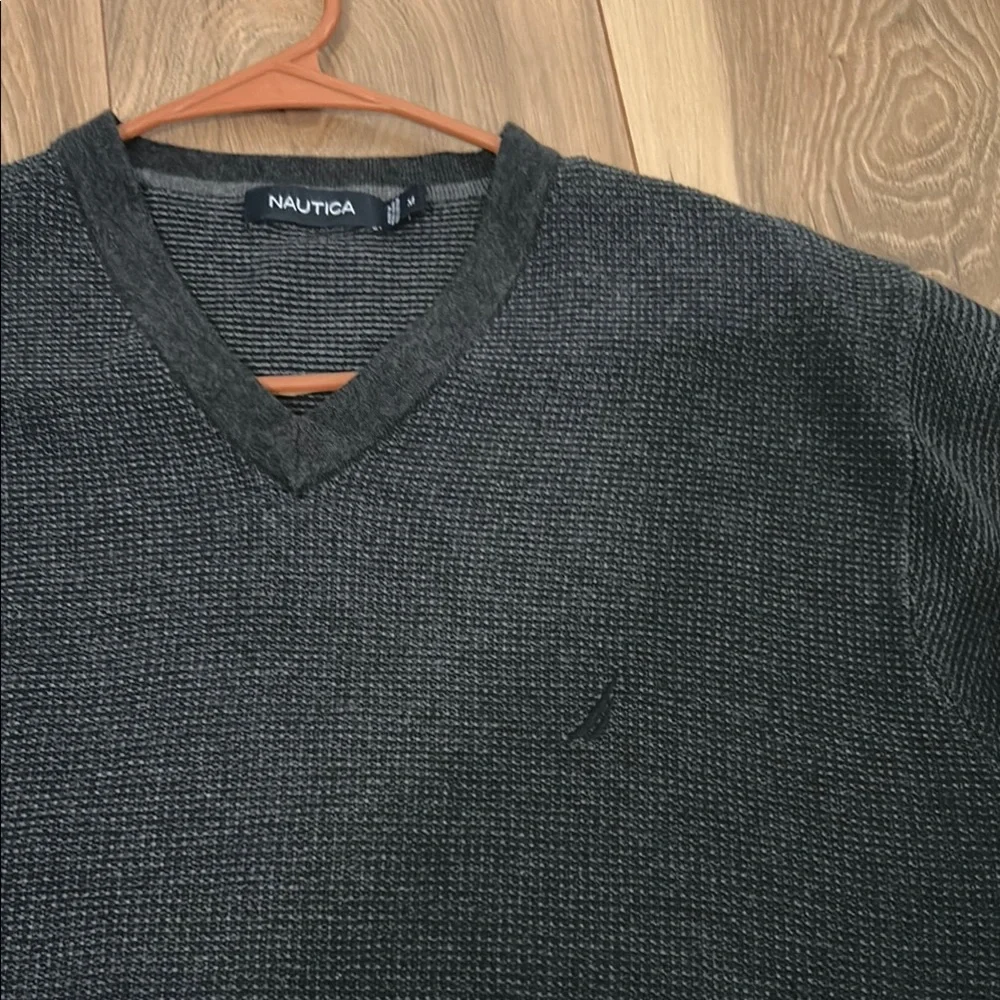 Nautica Black V-Neck Sweater Classic Style